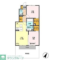 イーリスガーデン 2LDKの間取図画像