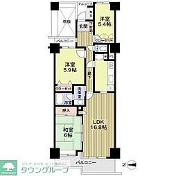 ダイアパレス猿江恩賜公園SOUTH 3LDKの間取図画像