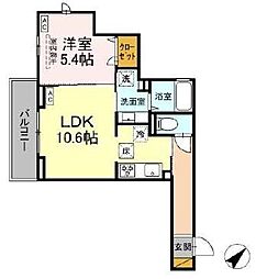 プラージュ津田沼 1階1LDKの間取り