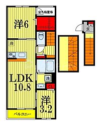 ＭＡＬＩＢＵ（マリブ） 3階2LDKの間取り