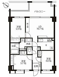 パティオス2番街 3階3LDKの間取り