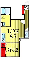 オリーブ津田沼 1階1LDKの間取り