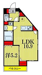 プリファード幕張 3階1LDKの間取り