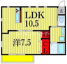 ハートライト 1LDKの間取図画像