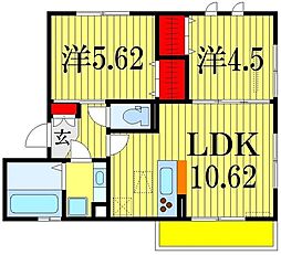 リヴェール 2LDKの間取図画像