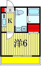 天成2番館 1Kの間取図画像