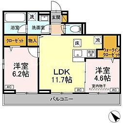 トロワ・プレール 2LDKの間取図画像