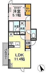 DーZephyr(ディーゼフィア) 1LDKの間取図画像