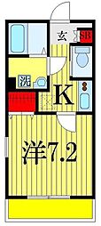 ルージェ薬円台 1Kの間取図画像