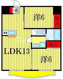 蔵屋マンション第一 2LDKの間取図画像