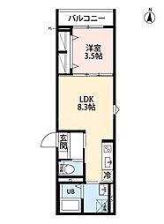 robot home 前原II(ロボットホームマエバラツー) 1LDKの間取図画像