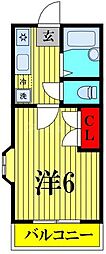 コーポユーカリ 1Kの間取図画像