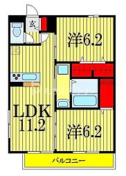 ジェンティーレトリヤマ5 2LDKの間取図画像