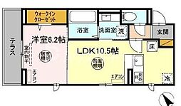 D-ROOM花園 1LDKの間取図画像