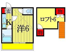 セントヒルズ津田沼2 1Kの間取図画像
