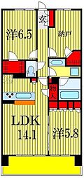 ザ・レジデンス津田沼奏の杜ブロードレジデンス 2LDKの間取図画像