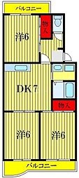 エアリーハイツ1st 3DKの間取図画像