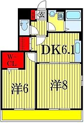 ボンヌール2 2DKの間取図画像