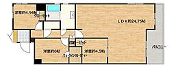 アパガーデンシティ城東 3LDKの間取図画像