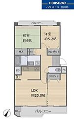 京王平山センターハイツ1-405号室 2LDKの間取り