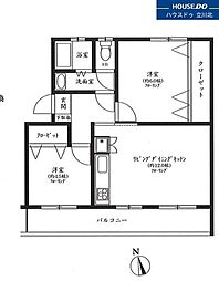 芝中分譲住宅ロ-5号棟 2LDKの間取図画像