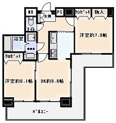 マートルコート調布3 2DKの間取図画像
