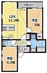 ティアリーゼ 2LDKの間取図画像
