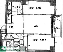 JR京浜東北・根岸線 北浦和駅 徒歩2分の賃貸マンション 5階2LDKの間取り