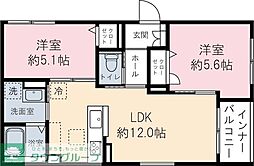 JR埼京線 南与野駅 徒歩3分の賃貸マンション 1階2LDKの間取り