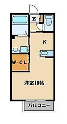 JR埼京線 南与野駅 徒歩8分の賃貸アパート 2階1Kの間取り