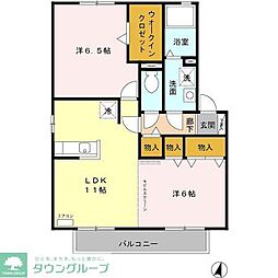 JR川越線 指扇駅 徒歩25分の賃貸アパート 2階2LDKの間取り