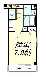 エミネックス与野 3階1Kの間取り