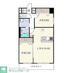 JR京浜東北・根岸線 北浦和駅 徒歩4分の賃貸アパート 11階2LDKの間取り