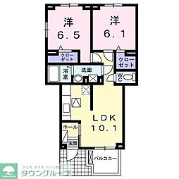 東武野田線 岩槻駅 徒歩22分の賃貸アパート 1階2LDKの間取り