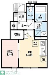 田村荘 1DKの間取図画像