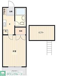 ヨコハウスE棟 1Kの間取図画像