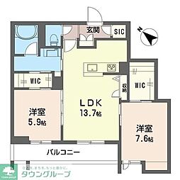 クアドリフォリオ浦和美園 2LDKの間取図画像