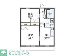 レオパレスゴールドレジデンス城北C 2DKの間取図画像