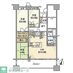 コンフォールスクエアさいたま新都心 3LDKの間取図画像