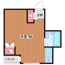 セピアハイツ ワンルームの間取図画像