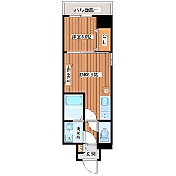 メルベージュ難波サウス3 1DKの間取図画像