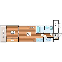 メルベージュ姫島 1DKの間取図画像