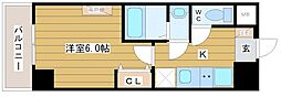 メルベージュ難波サウス 1Kの間取図画像
