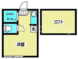 JR中央線 荻窪駅 徒歩10分の賃貸アパート 1階ワンルームの間取り