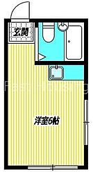東京メトロ東西線 落合駅 徒歩4分の賃貸アパート 2階ワンルームの間取り