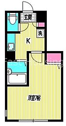 西武新宿線 野方駅 徒歩6分の賃貸アパート 1階1Kの間取り