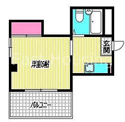 パークサイド矢澤 1Kの間取図画像