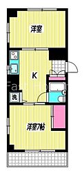 サンライズ朝日 2Kの間取図画像