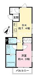 ルガロ西麻布 1DKの間取図画像