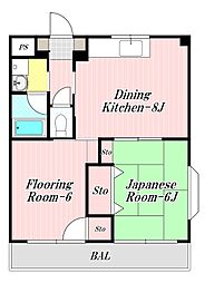 ライフコア中葛西 2DKの間取図画像